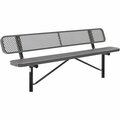 Global Industrial 8ft Outdoor Steel Bench w/ Backrest, Expanded Metal, In Ground Mount, Gray 277155IGY